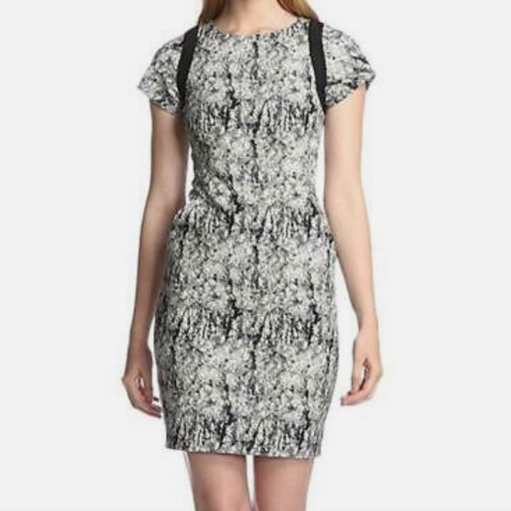 NWT Rachel Roy Cracked Jacquard Square Shoulder Sheath Dress Sz 10 - Picture 1 of 16